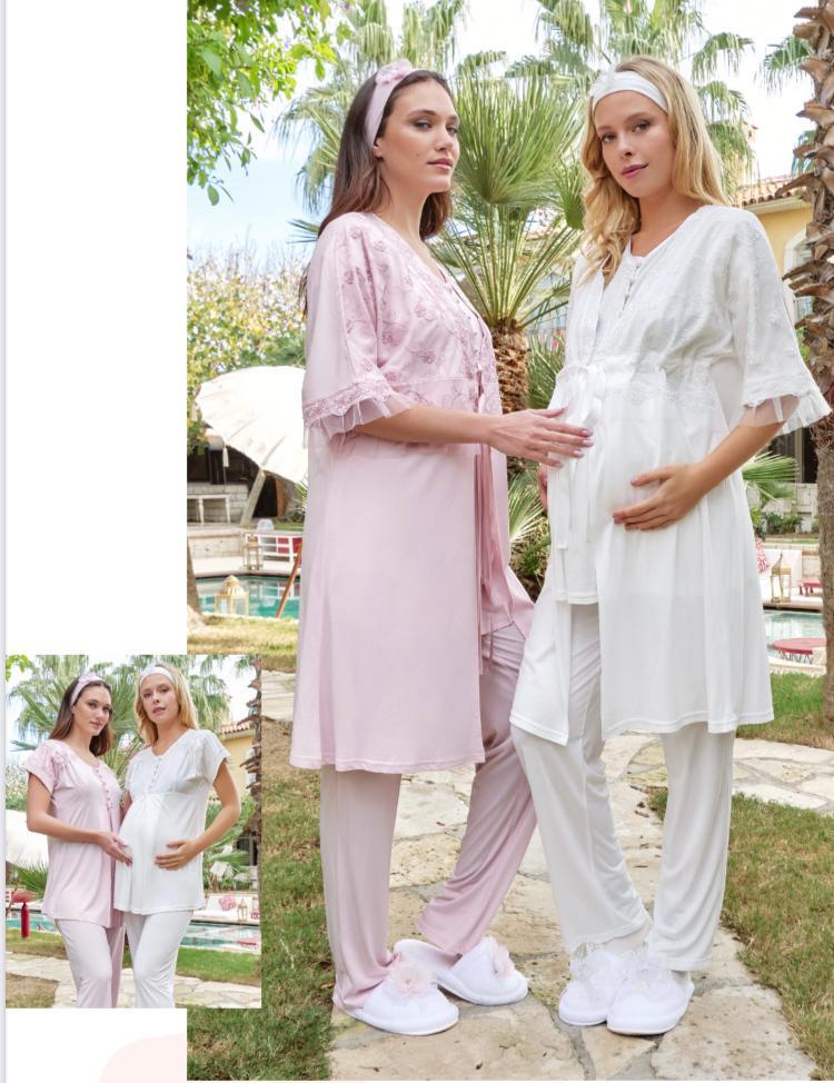 Bone Club 5605 Ekru V Yaka 3Lü Hamile Lohusa Pijama Sabahlık Tk Bone Club 5605 Ekru V Yaka 3Lü Hamile Lohusa Pijama Sabahlık Tk