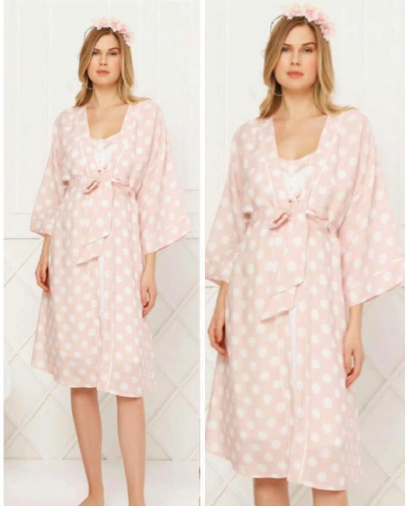 Cossy By Aqua 21542 Pudra Puantiyeli Lohusa Sabahlık Cossy By Aqua 21542 Pudra Puantiyeli Lohusa Sabahlık