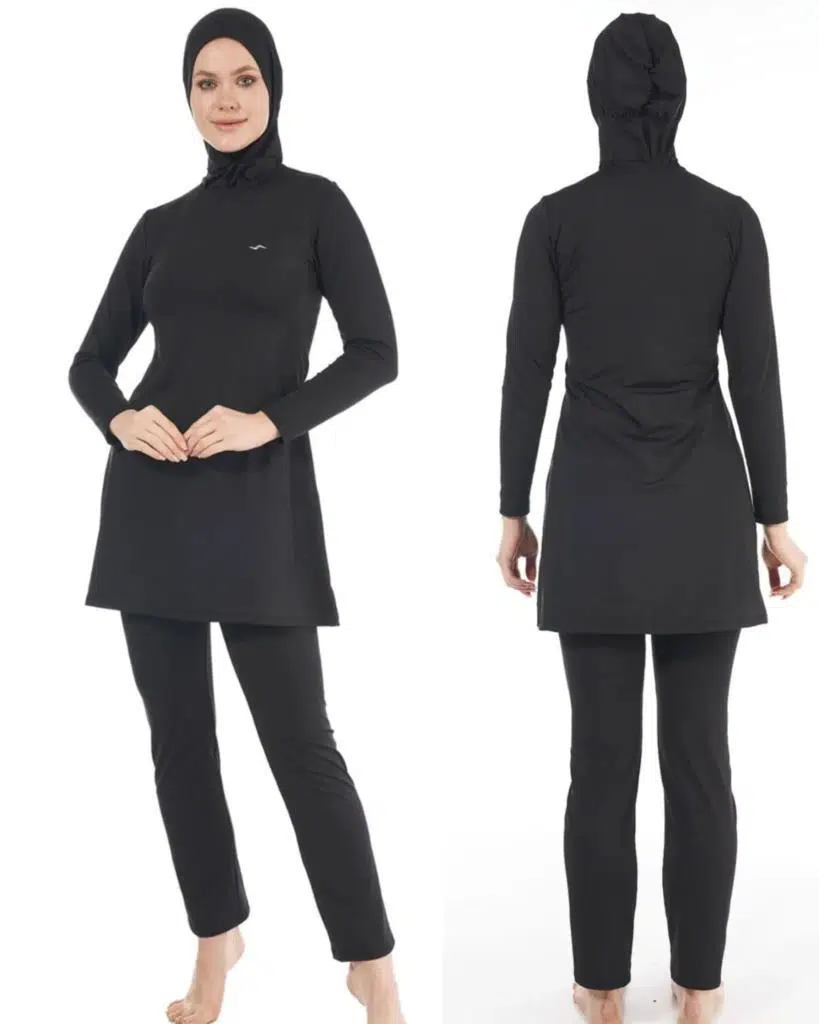 Estiva 22901 Siyah Tam Boy Düz Tesettür Mayo