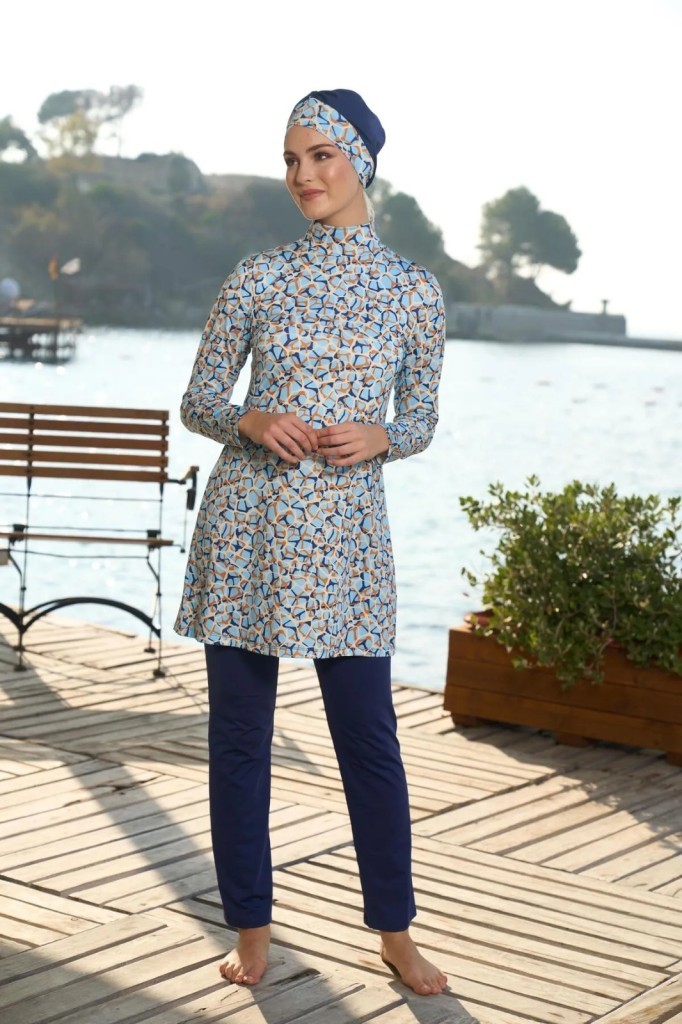 Estiva 25934 Lacivert Dijital Desenli Tam Boy Lycralı Tesettür Mayo Estiva 25934 Lacivert Dijital Desenli Tam Boy Lycralı Tesettür Mayo