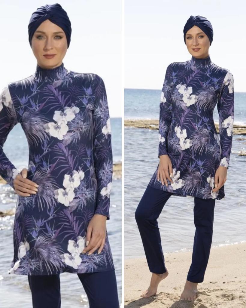 ESTİVA 23907 Lacivert Dijital Desenli Tam Boy Lycralı Tesettür Mayo ESTİVA 23907 Lacivert Dijital Desenli Tam Boy Lycralı Tesettür Mayo
