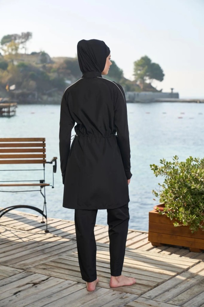 Estiva 25960 Siyah Fermuarlı Biyeli Tam Boy Lycralı Tesettür Mayo Estiva 25960 Siyah Fermuarlı Biyeli Tam Boy Lycralı Tesettür Mayo