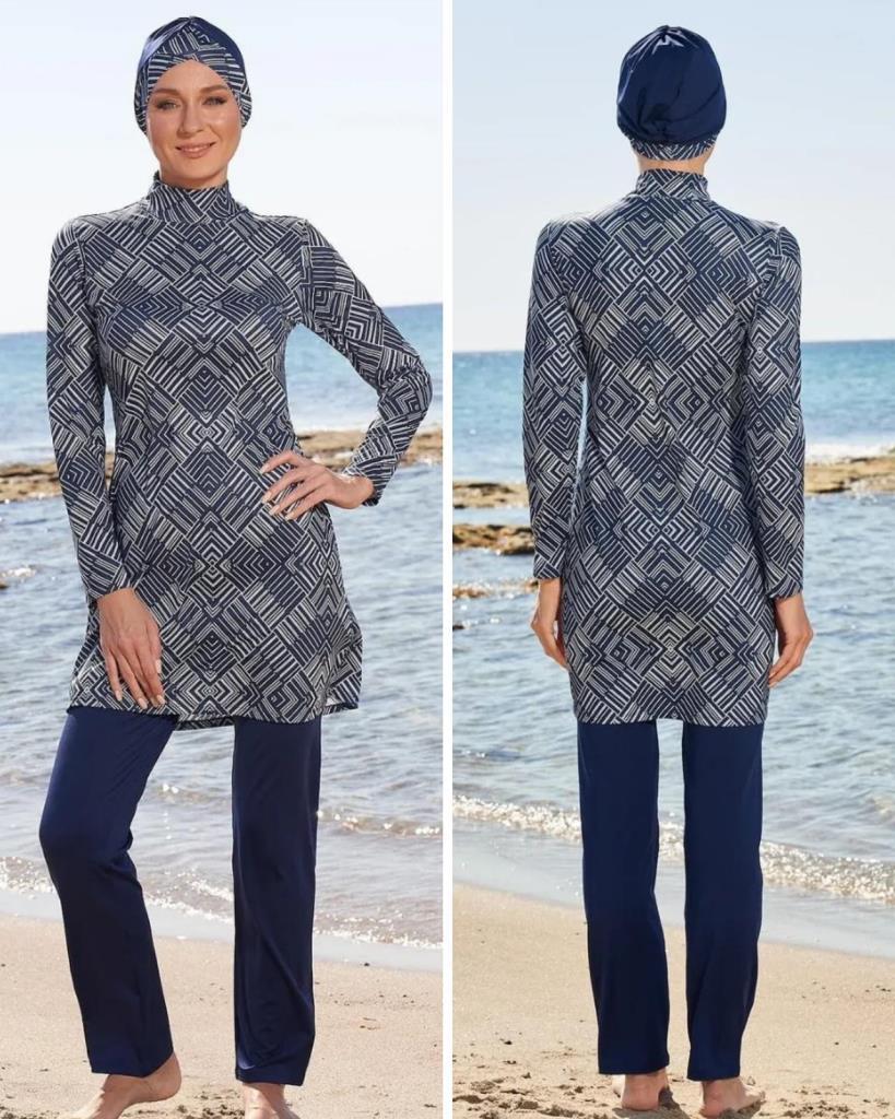 ESTİVA 23903 Lacivert Dijital Desenli Tam Boy Lycralı Tesettür Mayo ESTİVA 23903 Lacivert Dijital Desenli Tam Boy Lycralı Tesettür Mayo
