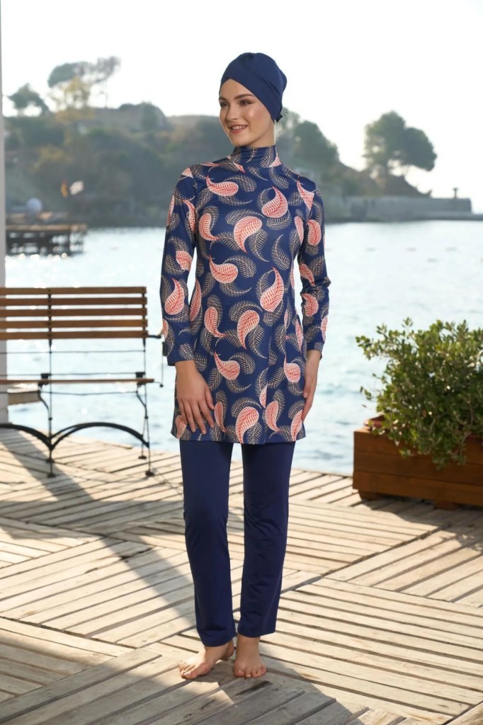 Estiva 25935 Lacivert Dijital Desenli Tam Boy Lycralı Tesettür Mayo Estiva 25935 Lacivert Dijital Desenli Tam Boy Lycralı Tesettür Mayo