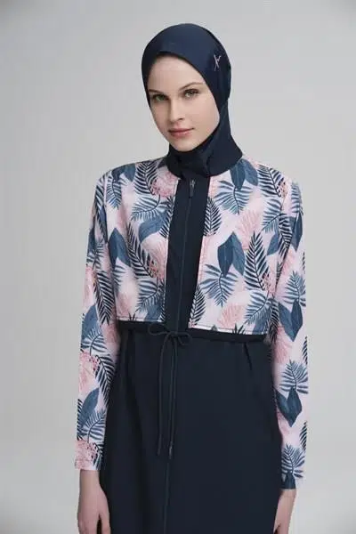 HAŞEMA ELİSA KORDON DETAYLI JİLELİ YEŞİL TAM TESETTÜR MAYO