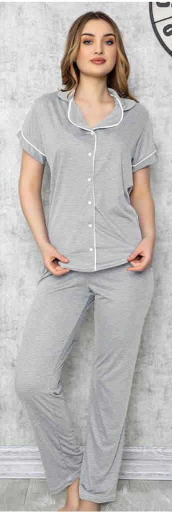 LİMİSSİ 618 Gri Önden Düğmeli Pijama Tk LİMİSSİ 618 Gri Önden Düğmeli Pijama Tk