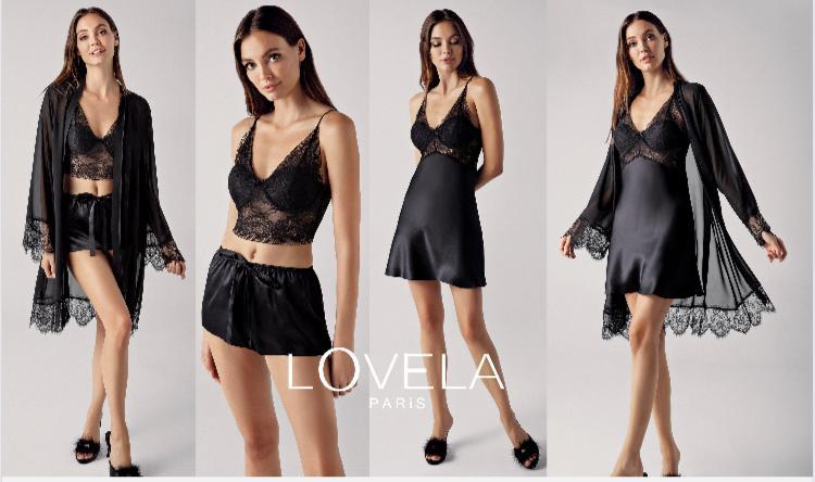 LOWELA PARİS 5004 Siyah Saten Şifonlu 4 Lü Gelin Seti LOWELA PARİS 5004 Siyah Saten Şifonlu 4 Lü Gelin Seti