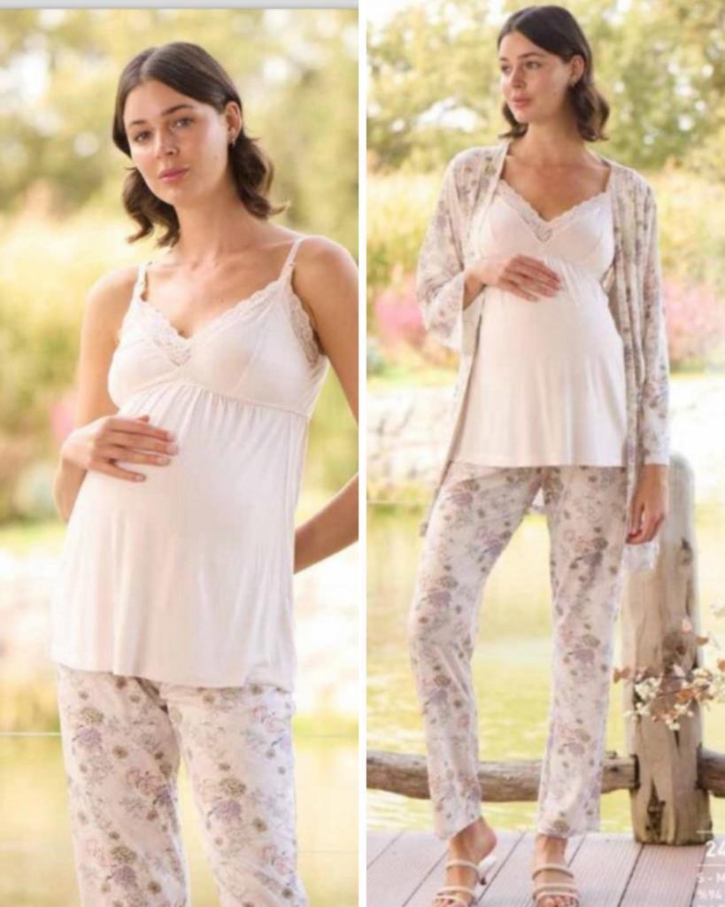 Monamise 24076 Çiçek Desenli Hamile Lohusa 3 Lü Pijama Sabahlık Tk Monamise 24076 Çiçek Desenli Hamile Lohusa 3 Lü Pijama Sabahlık Tk