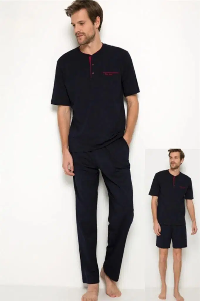 Pierre Cardin 5370 Lacivert 3 Lü Pijama Şort Damat Pijama Takım