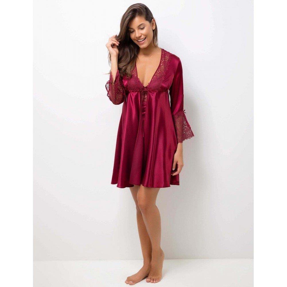 PİERRE CARDİN 6625 Bordo Kısa Gecelikli Saten 6 Lı Çeyiz Seti PİERRE CARDİN 6625 Bordo Kısa Gecelikli Saten 6 Lı Çeyiz Seti